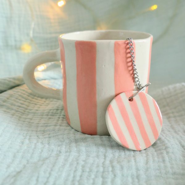Boule à thé rayure rose