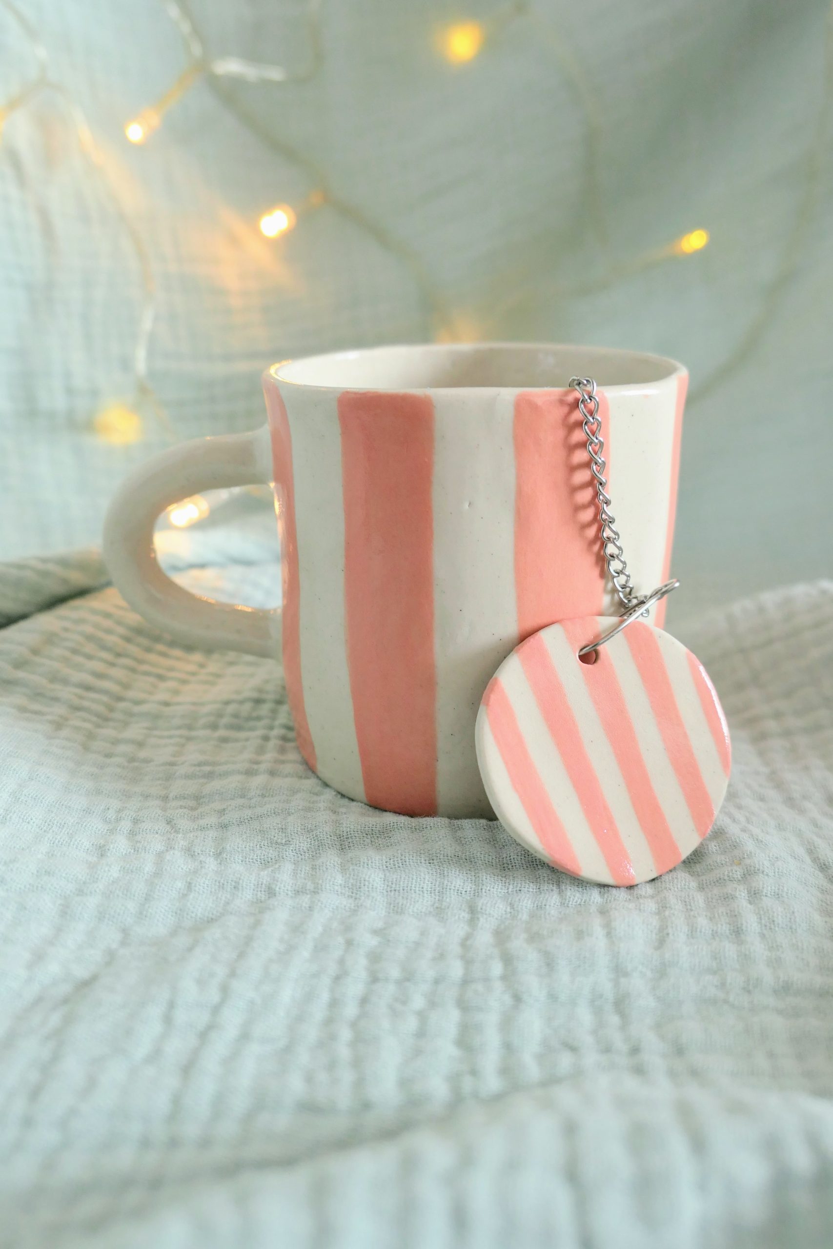 Boule à thé rayure rose